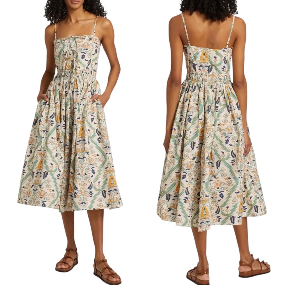 Rhode Katrina Cotton Midi Dress Geometric Print Size 8